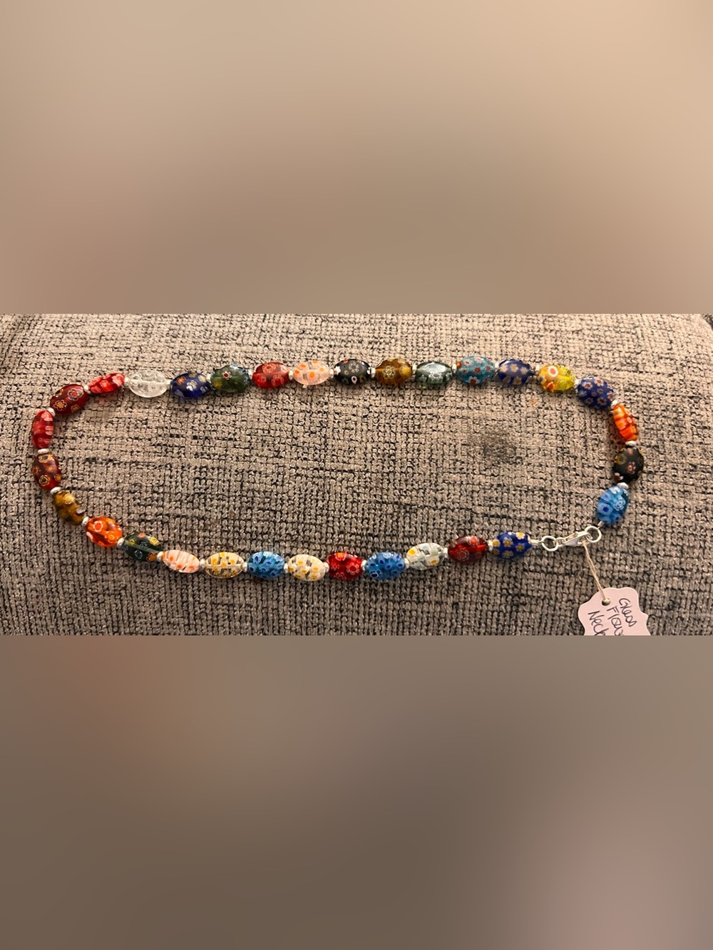 Multicolor Floral Glass Bead Necklace